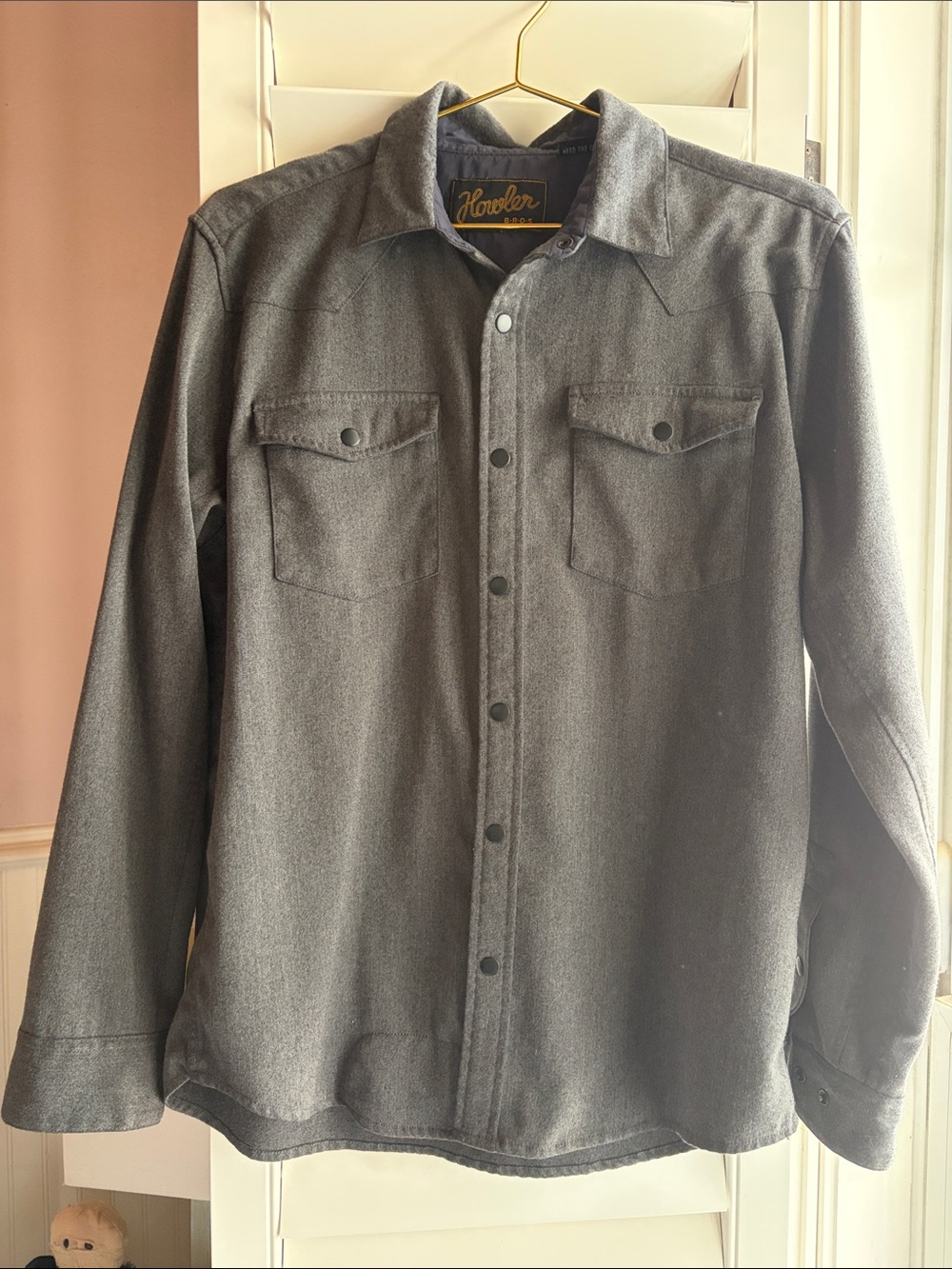 Howler Bros dark grey long sleeve snapshirt